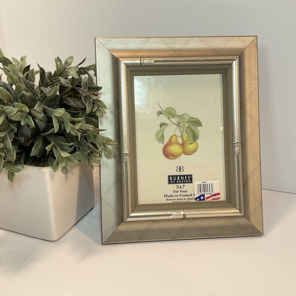 New Burnes of Boston 5x7 Photo Frame Gold Bamboo Picture Gift VTG USA MCM